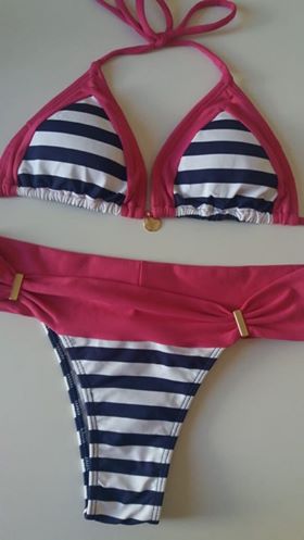 Biquíni com bojo removível Pink com azul